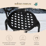 Conjunto de salón de jardín para 2 personas: 2 sillas + mesa redonda de estilo retro encantador en aluminio fundido, negro