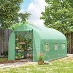 Serra a tunnel da giardino 8m², serra da giardino a tunnel con 1 porta e 6 finestre, telo in PE 140g/m² 400x200x200cm verde