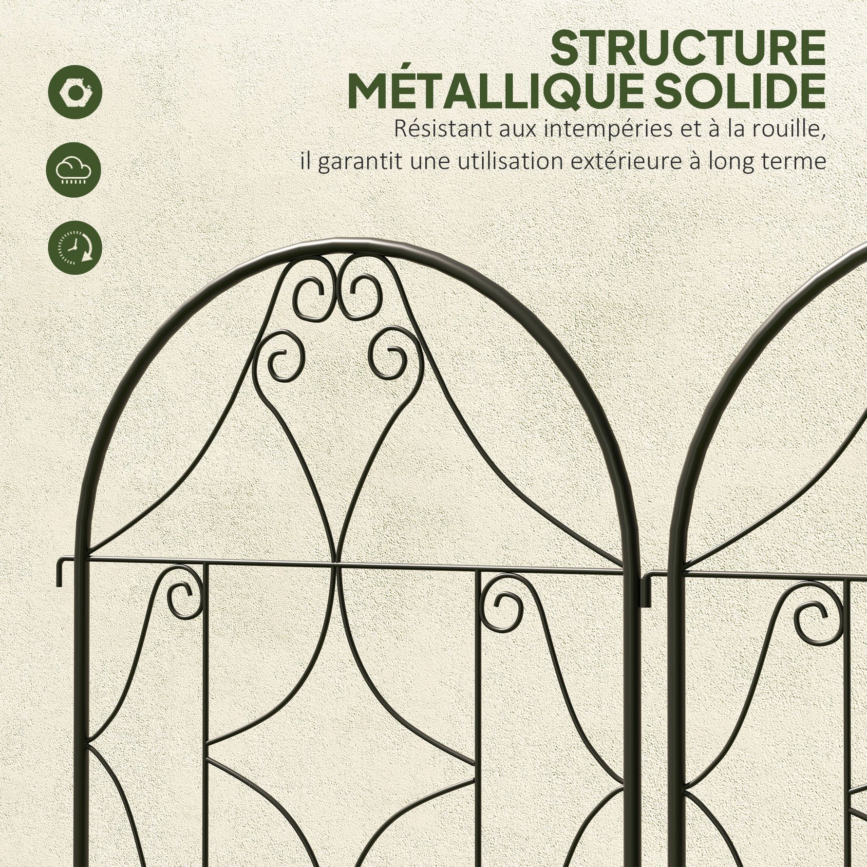 Support pour plantes grimpantes avec motif lot de 2 treillis de jardin pour vigne fleurs légumes métal 50 x 180 cm noir