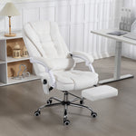 Fauteuil de bureau direction massant chauffant hauteur réglable dossier inclinable toile de lin blanc