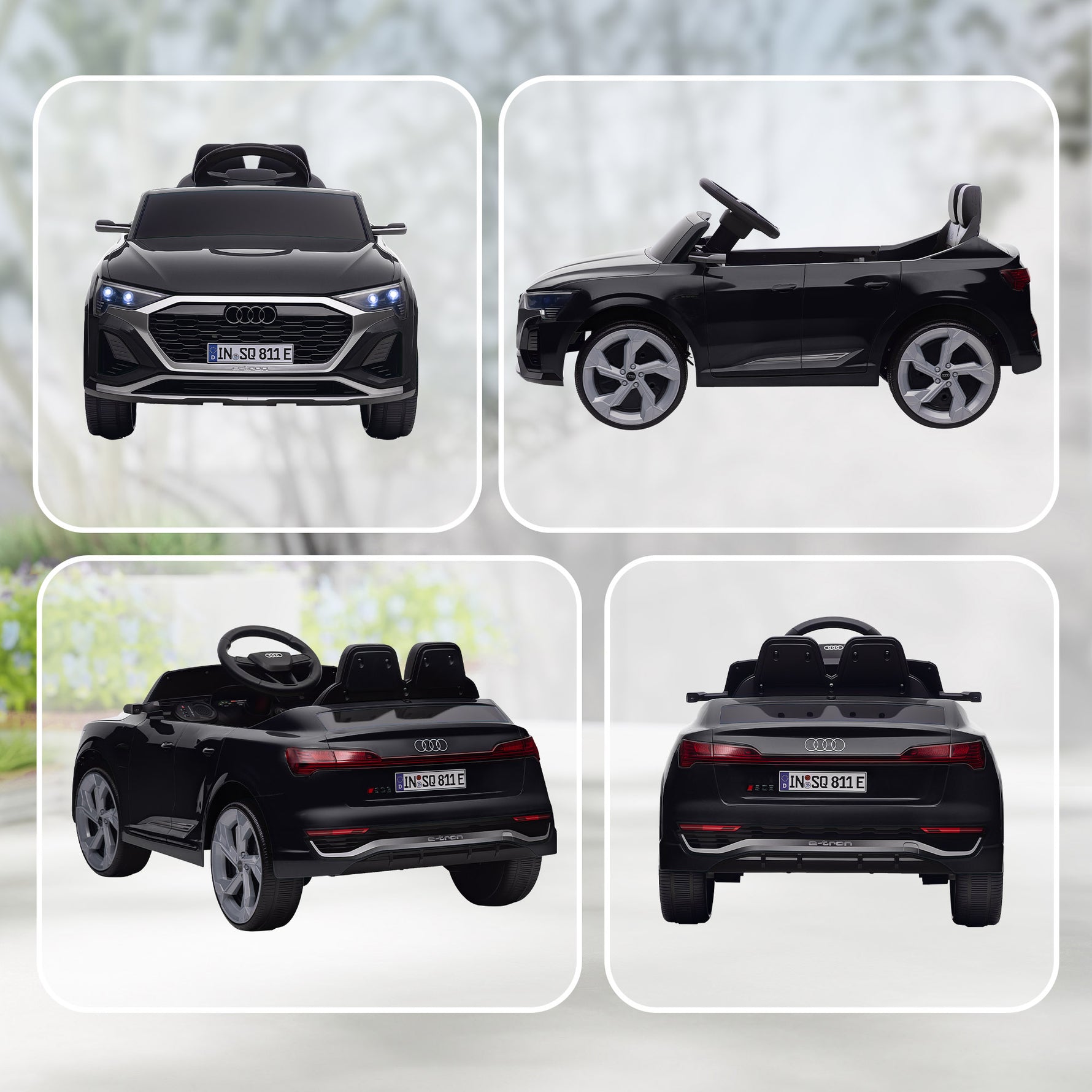 Voiture électrique pour enfants Licence Audi Q8 e-tron Sportback 12V télécommande, phares, musique, klaxon, 3-4 ans noir