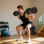 Kit Haltères Musculation 2-en-1, Lot de 2, 25 kg, poids réglable - Barres incluses - entraînement Musculaire & haltérophilie - HDPE Noir Rouge