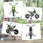 Moto électrique pour enfant moto cross pour enfants de 3 à 6 ans 2 moteurs 12V vitesse max. 5 km/h vert