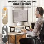 Modulair omkeerbaar hoekbureau 168-240 cm industriële stijl - verstelbare plank, opbergtas, monitorsteun