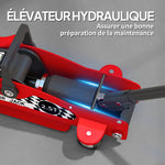 Cric hydraulique, cric de manœuvre extra plat charge max 2500 kg, plage de levage 80-360 mm, 53 x 20,5 x 17,5 cm, rouge