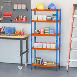Étagère en métal de garage 5 niveaux capacité 1500 kg 80 x 40 x 182 cm bleu orange