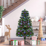 Sapin de Noël Artificiel Arbre de Noël Lumineux 120cm en Fibre Optique Deco Noël lumière à Variation de Couleurs 130 LED Vert