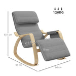Fauteuil relax à bascule fauteuil allaitement avec repose-pieds réglable, poche latérale et appui-tête, gris
