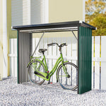 Abri-bûches Couvert Support pour Bois de Chauffage Plancher Surélevé Toit Incliné, Acier Galvanisé 213x66,5x150cm Vert