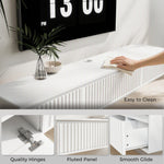 Meuble TV Suspendu Flottant 160 cm avec Éclairage LED et Prises, Meuble Télé pour Téléviseur 72 Pouces, Blanc