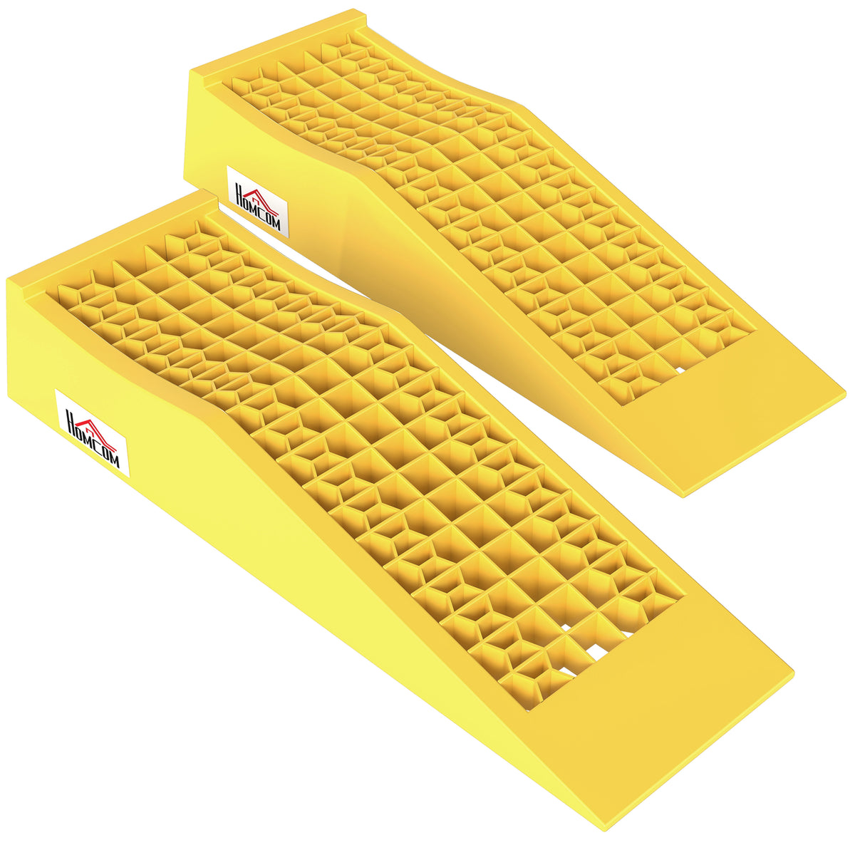 Ensemble de 2 rampes pour voiture véhicule utilitaire rampe de chargement dim. 70L x 19,5l x 7,8H cm PP jaune