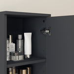 Meuble colonne armoire rangement salle de bain 2 portes étagère réglable 2 niches 30 x 30 x 183 cm chêne gris foncé