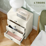 Commode 4 tiroirs moderne, meuble de rangement pour chambre à coucher, salon, entrée, 47 x 29 x 75 cm, crème