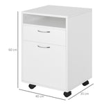 Caisson de bureau rangement bureau sur roulettes tiroir placard niche panneaux particules blanc