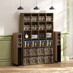 Meuble de rangement multimédia 456 CD/ 336 DVD - bibliothèque en bois avec étagères réglables, 89 x 130,5 cm, marron