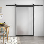 244 CM quincaillerie de porte coulissante sans perçage kit de rail pour porte de grange simple en acier noir