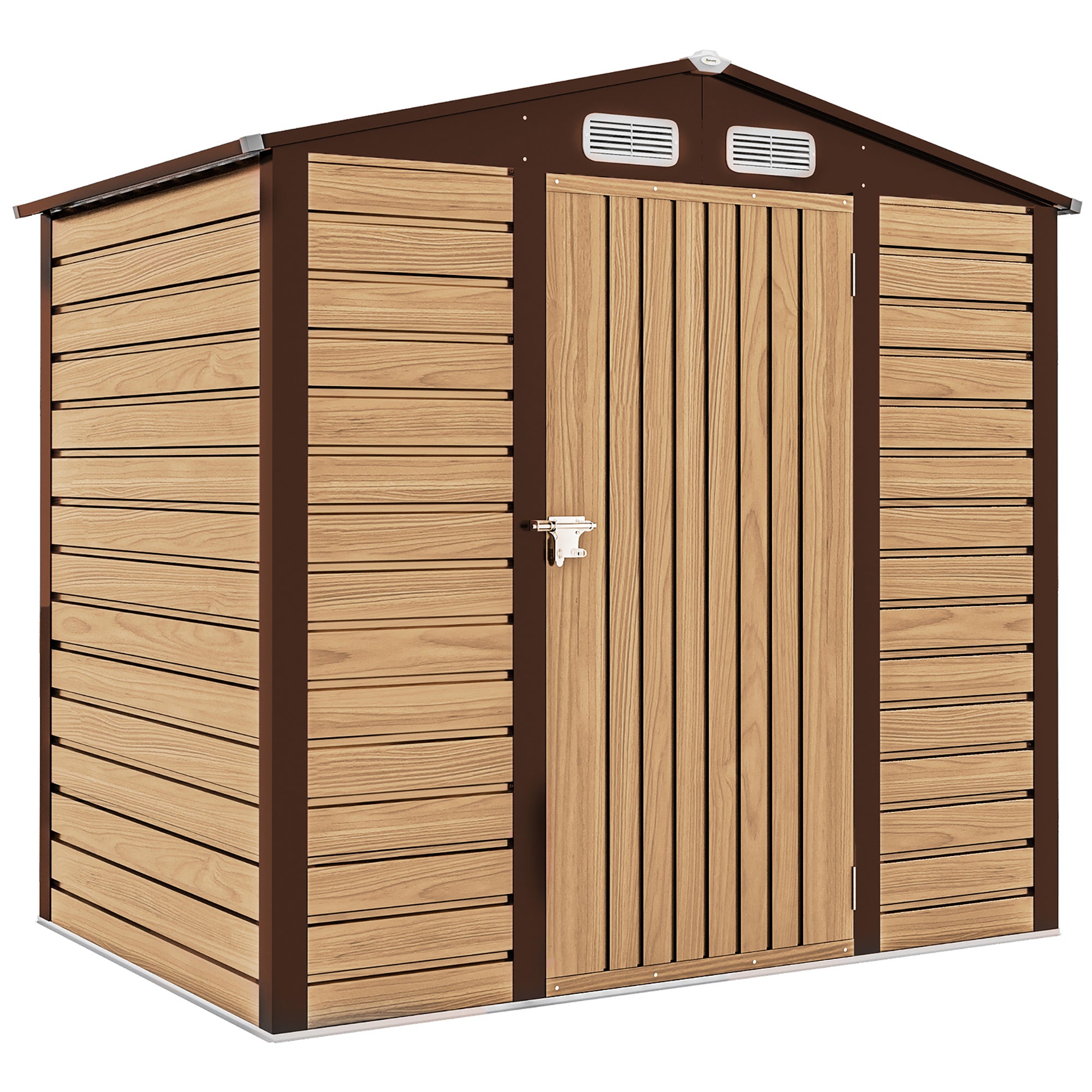 Abri de Jardin 2,27 m² gants inclus porte verrouillable ventilations acier galvanisé 190 x 131 x 188 cm chêne