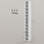 Estantería para CD y DVD con 12 compartimentos, capacidad máx. 204 CD, 21 x 20 x 175 cm, blanco