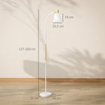Lampadaire de salon réglable en hauteur 127-160 cm avec interrupteur, douille E27, blanc
