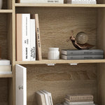 Bibliothèque scandinave meuble de rangement dim. 80L x 23,5l x 123H cm 5 niches placard 2 portes pieds effilés inclinés