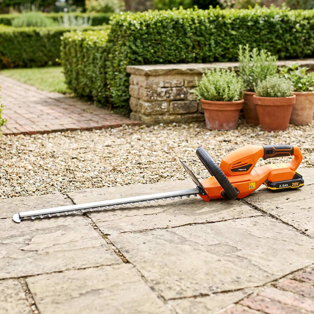 Taille-Haies Électrique 100 W, Lame 51 cm, Batterie 2,0 Ah et Chargeur, Orange