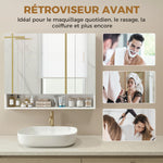 Armadietto a muro da bagno con specchio, mobiletto da bagno 3 ante a specchio, ripiani regolabili, 90x15x75cm, bianco