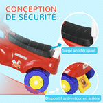 Porteur trotteur Enfants véhicule à pousser camion de pompier 18-36 Mois Coffre phares musique rouge