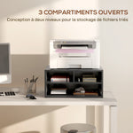 Organizador de escritorio aspecto negro con 3 compartimentos para suministros y soporte de impresora 47 x 40 x 22,5 cm