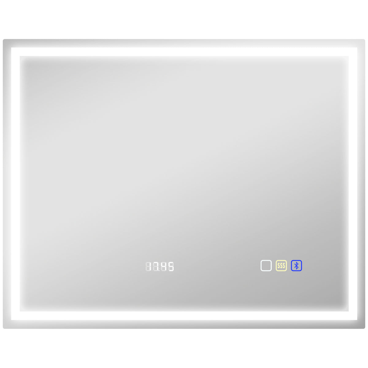 Miroir salle de bain LED bluetooth 80 x 100 cm interrupteur tactile lumière réglable 3 couleurs anti-buée mémoire argent