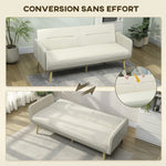 Canapé convertible 3 places 3 en 1, canapé-lit clic-clac, dossier réglable, assise rembourrée, 185 x 84 x 83 cm, beige-3