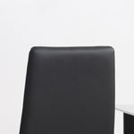 Lot de 4 chaises de salle à manger avec dossier haut, revêtement synthétique et pieds en acier, noir
