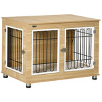 Cage pour chien animaux cage de chien sur pied avec coussin amovible acier aspect bois 90 x 58 x 65 cm