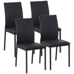 Lot de 4 chaises de salle à manger, chaises de cuisine, capitonnage rhombique et pieds en métal, 41x50x91cm, noir