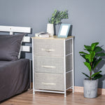 Meuble de rangement chiffonnier moderne 3 tiroirs en tissu, cadre en acier et MDF, 45 x 30 x 71 cm, gris-1