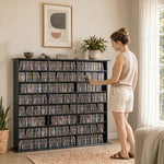 Meuble de rangement 1032 CDs / 594 DVDs, étagère multimédia, 24 compartiments et 18 étagères ajustables, noir