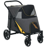 Poussette chien chariot pour chat 4 roues pliage en un clic laisse de sécurité charge 30 kg 112 x 67 x 100 cm gris foncé