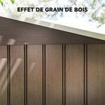 Abri de jardin 5,4 m² 2,77 x 1,95 x 1,92 m kit de fondation porte coulissante ventilations acier galvanisé, marron clair