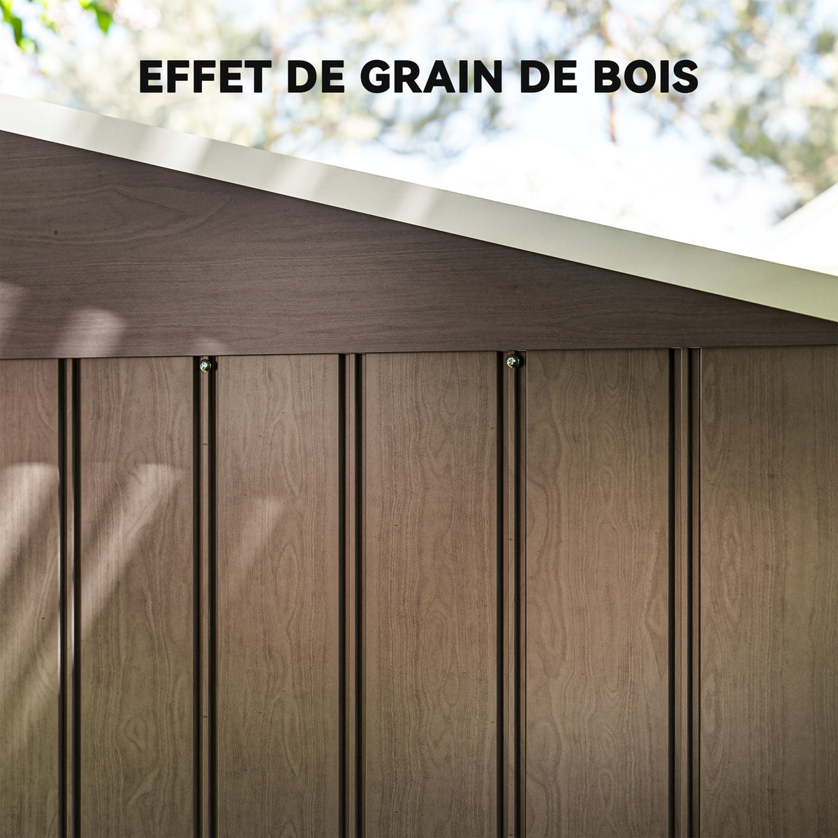 Abri de jardin 5,4 m² 2,77 x 1,95 x 1,92 m kit de fondation porte coulissante ventilations acier galvanisé, marron clair