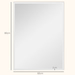 Miroir mural rectangulaire 60 x 80 cm, cadre en MDF, idéal pour la salle de bain, salon ou chambre, blanc