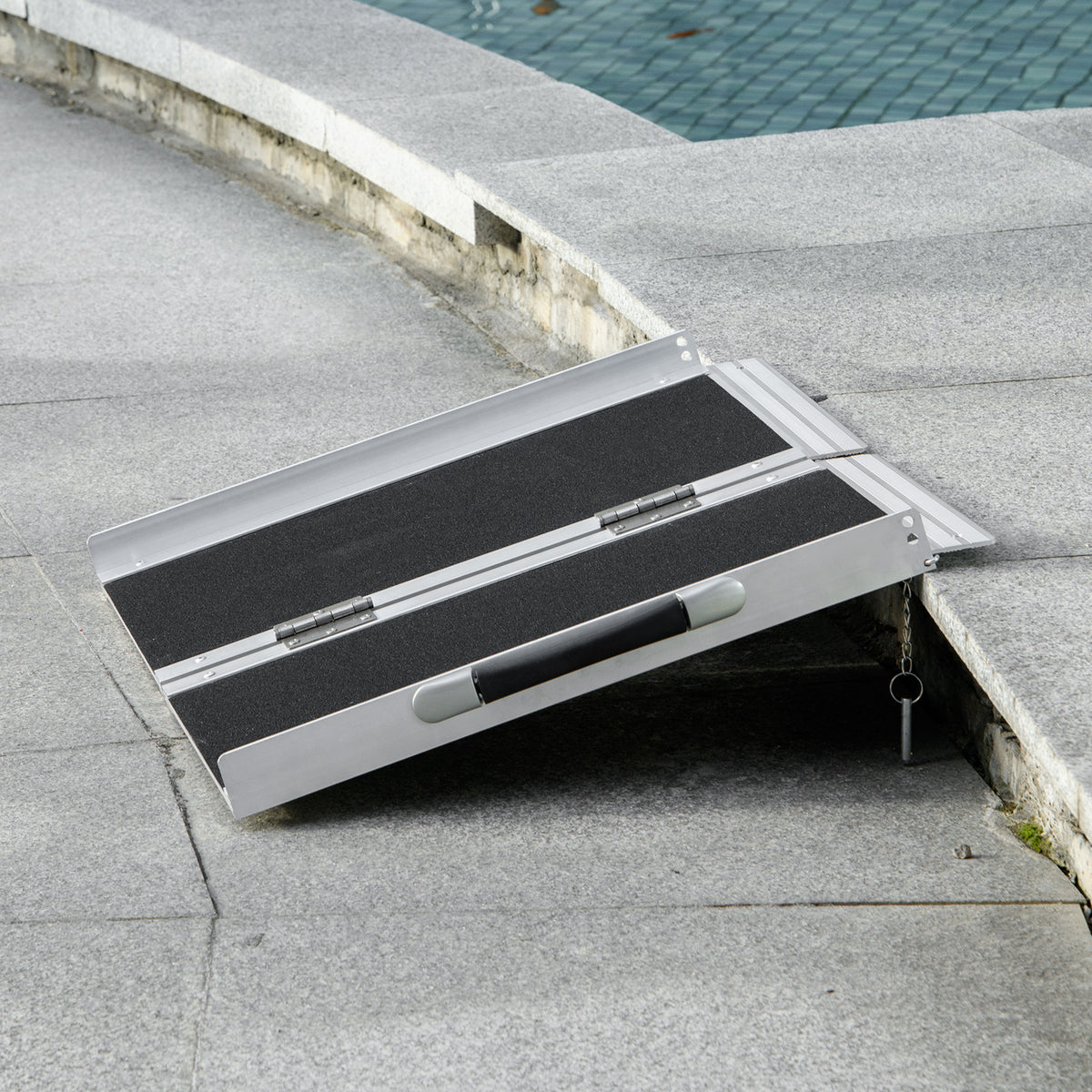 Rampe de Fauteuil Roulant Rampe de Chargement Rampe d'accès antidérapante Pliable avec Bordures de sécurité alu. Noir