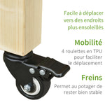 Jardinière sur Pieds - Potager sur roulettes - étagère, Inserts d'irrigation, Feutre de Drainage Inclus - Bois