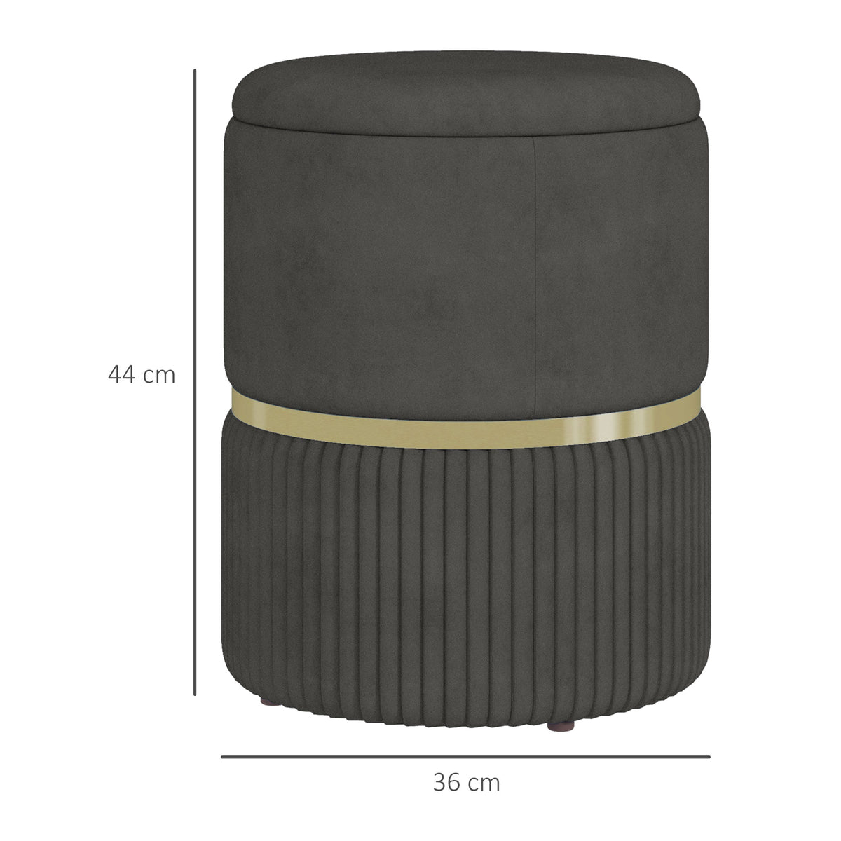 Pouf tabouret repose-pied coffre de rangement en velours côtelé 36 x 36 x 44 cm pour salon chambre gris-2