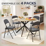 Lot de 4 chaises pliantes et portables intérieur avec assises et dossiers rembourrés en velours, cadre en acier, gris foncé