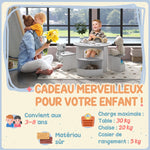 Table Enfant avec 4 Chaises 5 Pièces avec Rangement, Cadeau pour Fille Garçon 3-8 Ans, Ø 78 x 49 cm, Gris