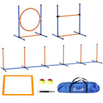Kit d'agilité pour chien 4 pièces avec slalom, anneau de saut, haies, kit de dressage, sac de transport