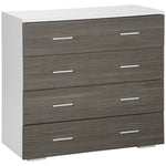 Commode meuble de rangement style contemporain 4 tiroirs 76 x 35 x 72 cm blanc et gris