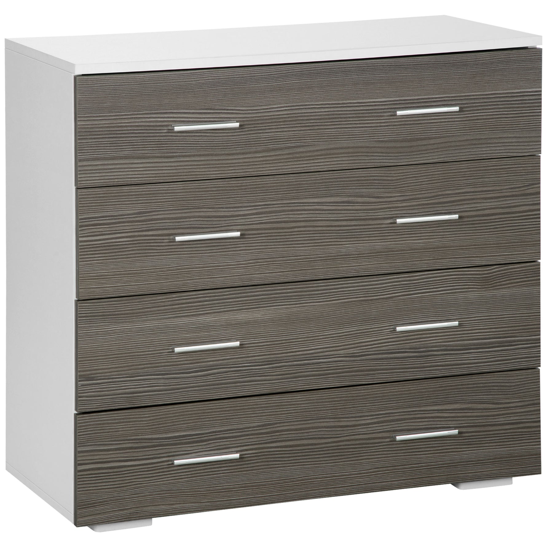 Commode meuble de rangement style contemporain 4 tiroirs 76 x 35 x 72 cm blanc et gris