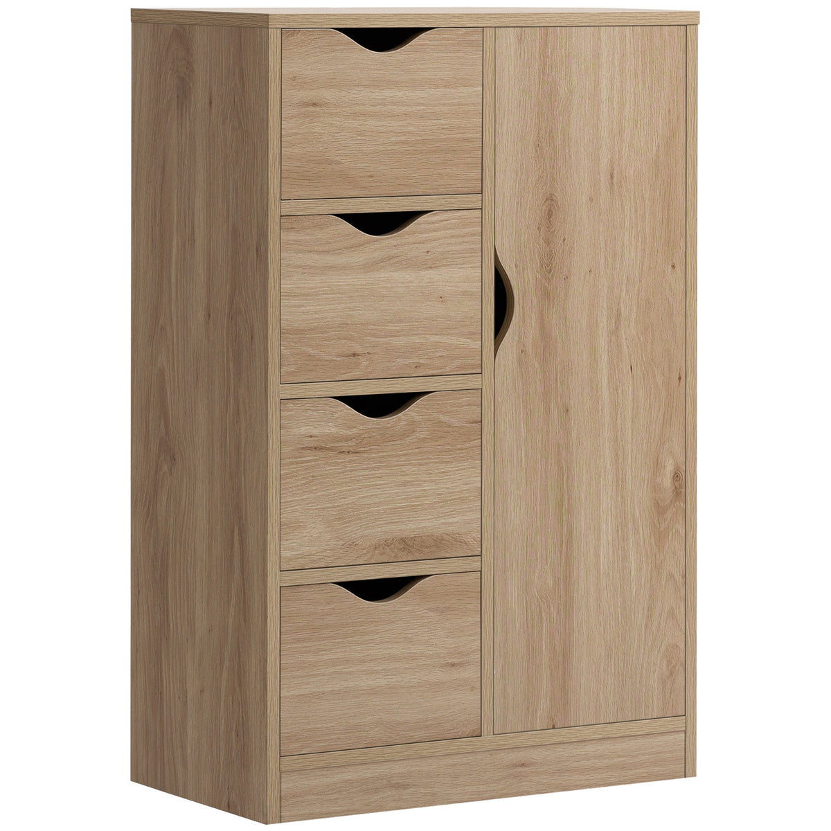 Mobile contenitore dispensa cassettiera moderno 1 anta e 4 cassetti - in legno - per soggiorno, cucina, ingresso, sala da pranzo - marrone