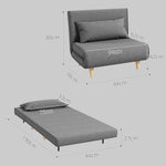 Fauteuil convertible 1 place, fauteuil-lit chauffeuse 3 en 1, dossier réglable, oreiller, tissu en lin, 94x78x80cm, gris