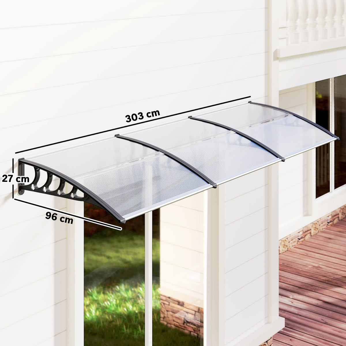 Auvent de porte toit marquise en polycarbonate auvent de porte d'entrée bord en aluminium contre la pluie et UV